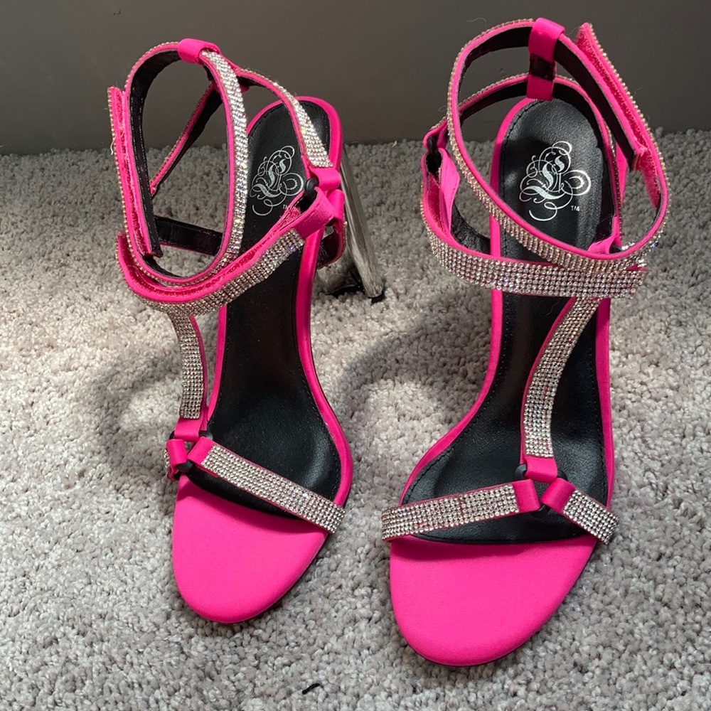 Hot pink rhinestone heels size 11